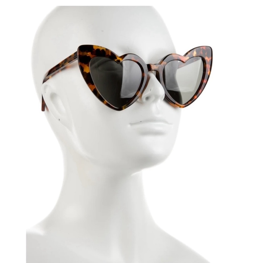 New! Saint Laurent Lou Lou Heart Shaped Sunglasses tortoise frames